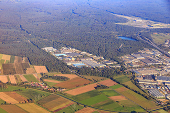 Industrial area 1st and 2nd Industriestraße in the forest in Hockenheim in the state Baden-Wuerttemberg, Germany
