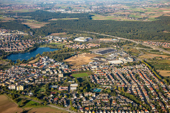Schütte-Lanz-Park commercial area in Brühl in the state Baden-Wuerttemberg, Germany out of the air