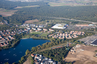 Oblique view of District Rheinau in Mannheim in the state Baden-Wuerttemberg, Germany