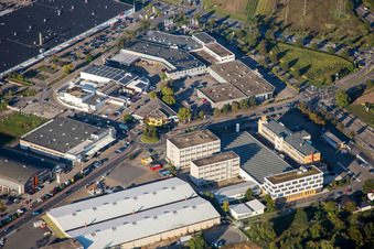 Aerial view of Schütte-Lanz-Park commercial area in Brühl in the state Baden-Wuerttemberg, Germany