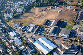 Aerial view of Mannheimer Landstr in Brühl in the state Baden-Wuerttemberg, Germany
