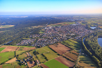 Aerial view of View from the north in Ketsch in the state Baden-Wuerttemberg, Germany