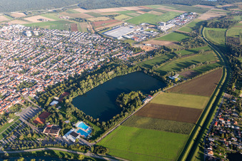 Beach areas on the Anglersee in Ketsch in the state Baden-Wurttemberg, Germany