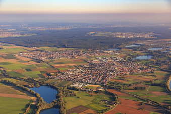 View from the north in Altlußheim in the state Baden-Wuerttemberg, Germany