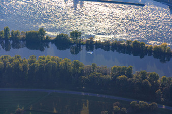 Sports plane over the Rhine in Altlußheim in the state Baden-Wuerttemberg, Germany