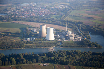 Aerial photograpy of Philippsburg in the state Baden-Wuerttemberg, Germany