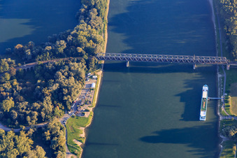 Rhine bridges for the railway in Germersheim in the state Rhineland-Palatinate, Germany