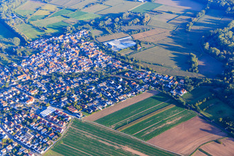 View of the town from the northwest in the district Sondernheim in Germersheim in the state Rhineland-Palatinate, Germany