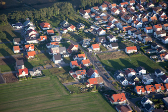 Aerial view of Flower ring in the district Hardtwald in Neupotz in the state Rhineland-Palatinate, Germany