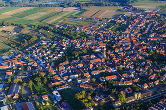 Town center from the northwest in Rheinzabern in the state Rhineland-Palatinate, Germany