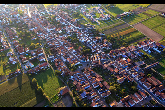 Aerial view of Luitpoldstraße from the east in Hatzenbühl in the state Rhineland-Palatinate, Germany