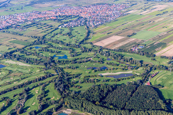 Aerial photograpy of Grounds of the Golf course at of Golf Club St. Leon-Rot in Sankt Leon-Rot in the state Baden-Wurttemberg, Germany