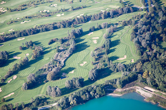Oblique view of Golf Club at Lußhardtsee in the district Rot in St. Leon-Rot in the state Baden-Wuerttemberg, Germany