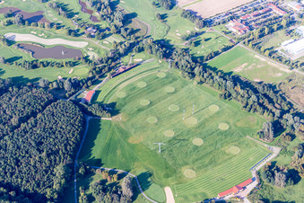 Grounds of the Golf course at of Golf Club St. Leon-Rot in Sankt Leon-Rot in the state Baden-Wurttemberg, Germany from the plane