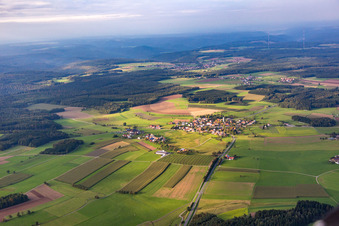 Aerial view of Upper-Scheidental in the district Scheidental in Mudau in the state Baden-Wuerttemberg, Germany
