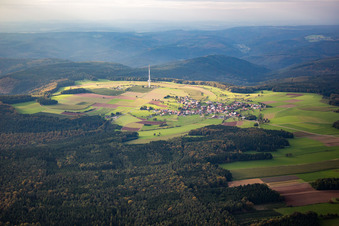 Aerial view of Television Tower Katzenbuckel in the district Reisenbach in Mudau in the state Baden-Wurttemberg, Germany