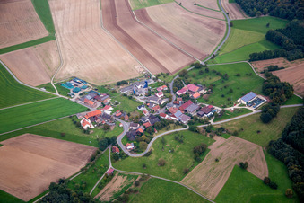 Agricultural fields and farmland in the district Vollmersdorf in Hardheim in the state Baden-Wuerttemberg, Germany