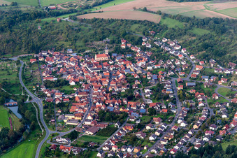 Town View of the streets and houses of the residential areas in the district Reicholzheim in Wertheim in the state Baden-Wurttemberg, Germany