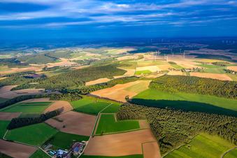 Oblique view of District Reicholzheim in Wertheim in the state Baden-Wuerttemberg, Germany