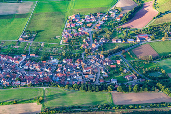 Aerial view of District Dertingen in Wertheim in the state Baden-Wuerttemberg, Germany