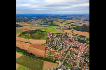 Village - view on the B8 from the west in Uettingen in the state Bavaria, Germany
