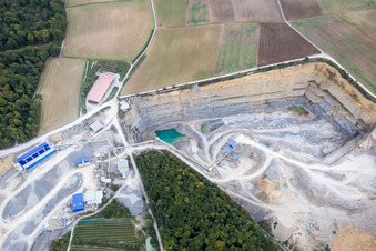 Quarry for the mining and handling of Gravel of Schraud Josef GmbH & Co. KG Schotterwerk in Retzstadt in the state Bavaria, Germany