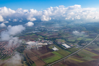 Industrial area under clouds in Knetzgau in the state Bavaria, Germany