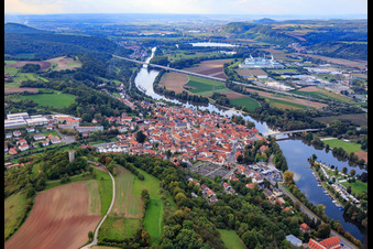 View of the town on the banks of the Main in Eltmann in the state Bavaria, Germany