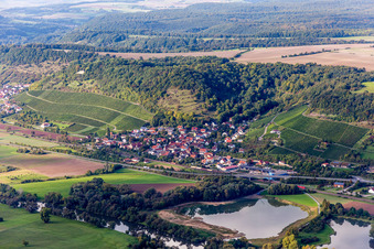 Village on the river bank areas of the Main river in Ziegelanger in the state Bavaria, Germany