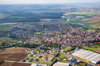 Town View of the streets and houses of the residential areas in Knetzgau in the state Bavaria, Germany