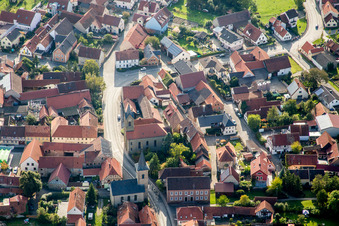Church building in the village center in the district Westheim in Knetzgau in the state Bavaria, Germany