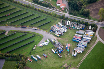 Aerial photograpy of Industrial estate and company settlement Am Roedertor in Donnersdorf in the state Bavaria