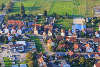 Aerial photograpy of Römerstr in the district Minderslachen in Kandel in the state Rhineland-Palatinate, Germany