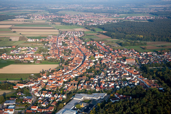 Town View of the streets and houses of the residential areas in Hatzenbuehl in the state Rhineland-Palatinate, Germany