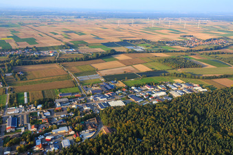 Am Gäxwald industrial area from the southwest in Herxheim bei Landau in the state Rhineland-Palatinate, Germany