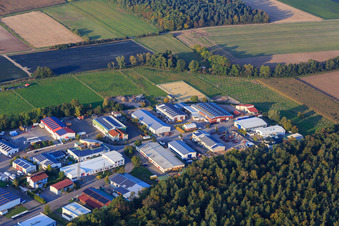 Aerial view of Am Gäxwald industrial area from the southwest in Herxheim bei Landau in the state Rhineland-Palatinate, Germany
