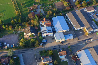 Am Kleinwald industrial area with Rieder embroidery and Ziegler Autoteile in Herxheim bei Landau in the state Rhineland-Palatinate, Germany