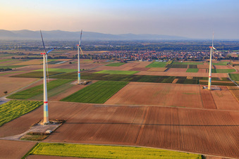 Wind farm from the south in Herxheim bei Landau in the state Rhineland-Palatinate, Germany
