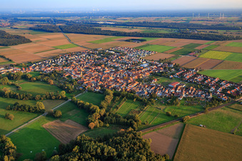 Village view from the northwest in Steinweiler in the state Rhineland-Palatinate, Germany