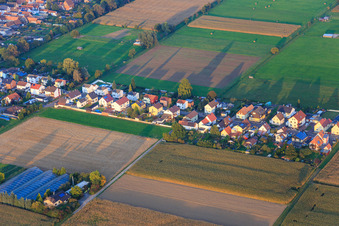 Wattstraße from the west in Freckenfeld in the state Rhineland-Palatinate, Germany