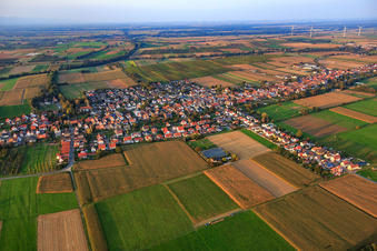 Village overview from the south in Freckenfeld in the state Rhineland-Palatinate, Germany