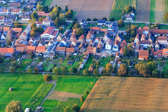 Bird's eye view of Main Street in Freckenfeld in the state Rhineland-Palatinate, Germany