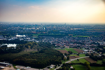 Aerial view of Strasbourg from the north in Hœnheim in the state Bas-Rhin, France