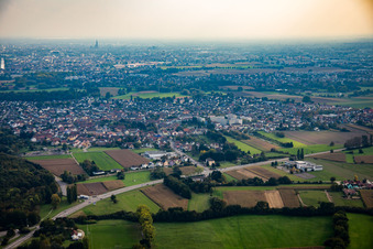 Aerial photograpy of Strasbourg from the north in Hœnheim in the state Bas-Rhin, France