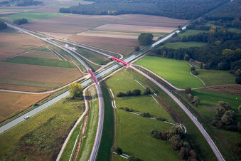 Railway bridge building to route the train tracks for the fast train (TGV) line Strasbourg-Paris over the channel Rhin-Rhone in Eckwersheim in Grand Est, France