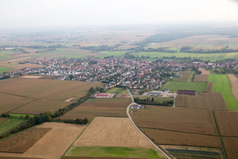 Oblique view of Geudertheim in the state Bas-Rhin, France