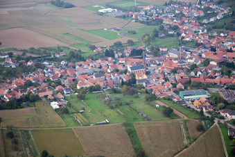 Aerial view of Weitbruch in the state Bas-Rhin, France