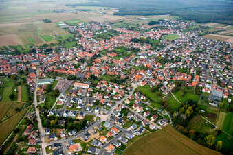 Aerial view of Village view in Weitbruch in the state Bas-Rhin, France