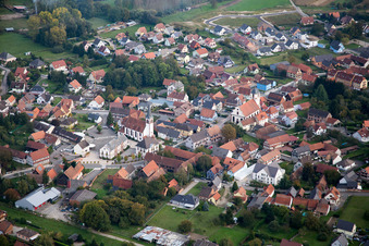 Town View of the streets and houses of the residential areas in Gries in Grand Est, France