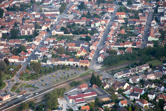 Bischwiller in the state Bas-Rhin, France from the drone perspective
